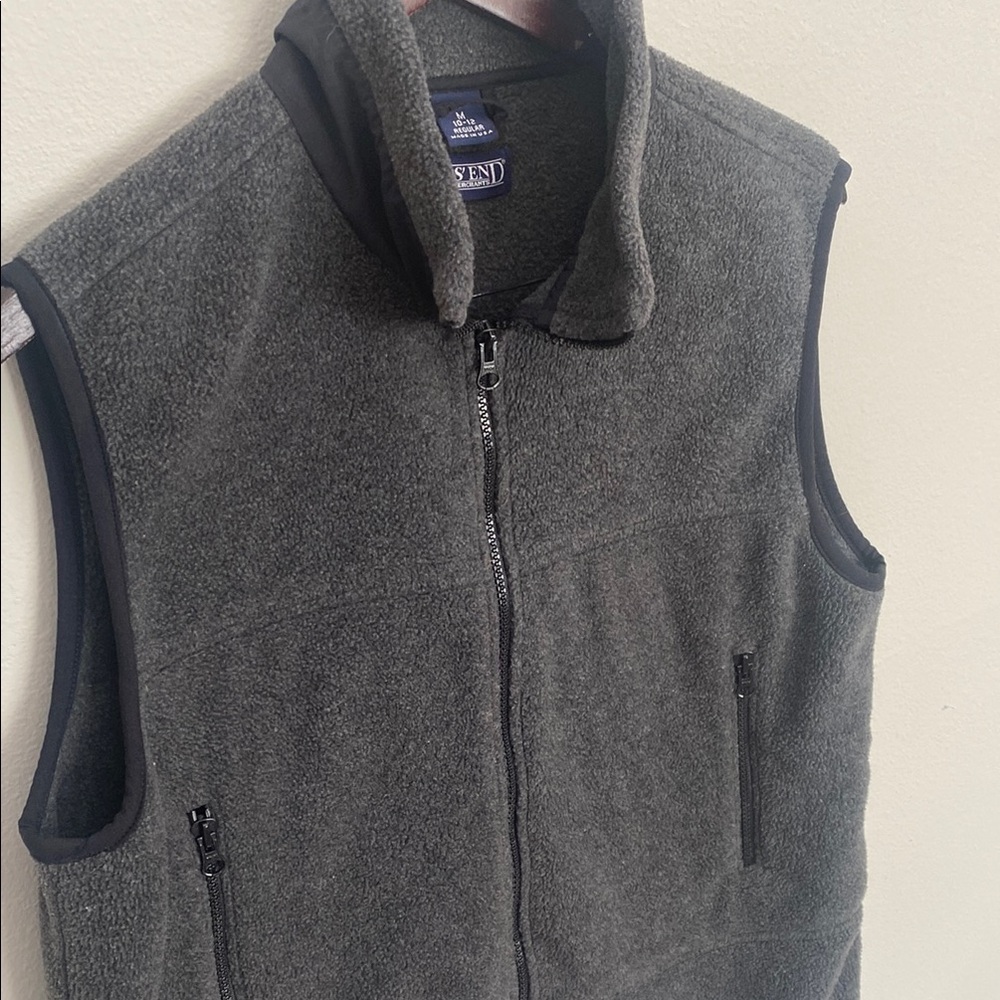 Lands' End Kids M (10-12) Gray Polartec Fleece Full Zip Vest